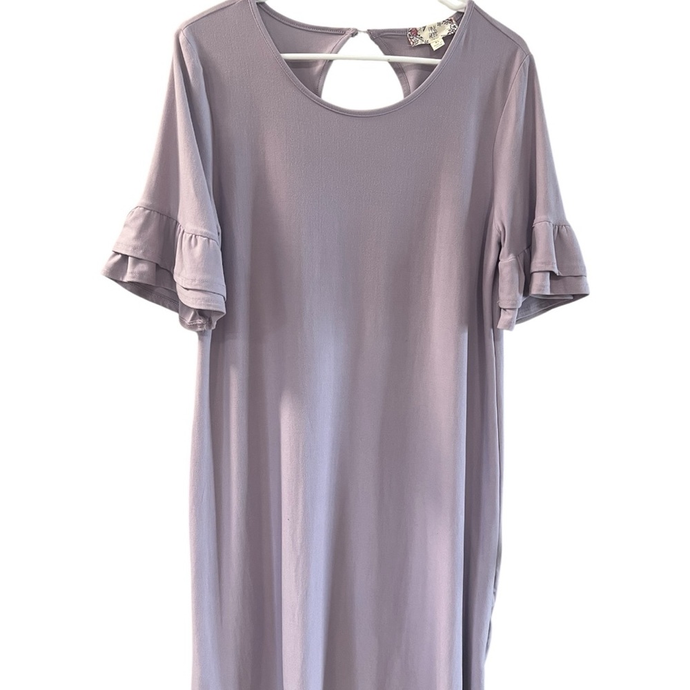 Pink Rose Vintage Lavender Ruffle-Sleeve Midi Dress size XL NWOT - Picture 2 of 8